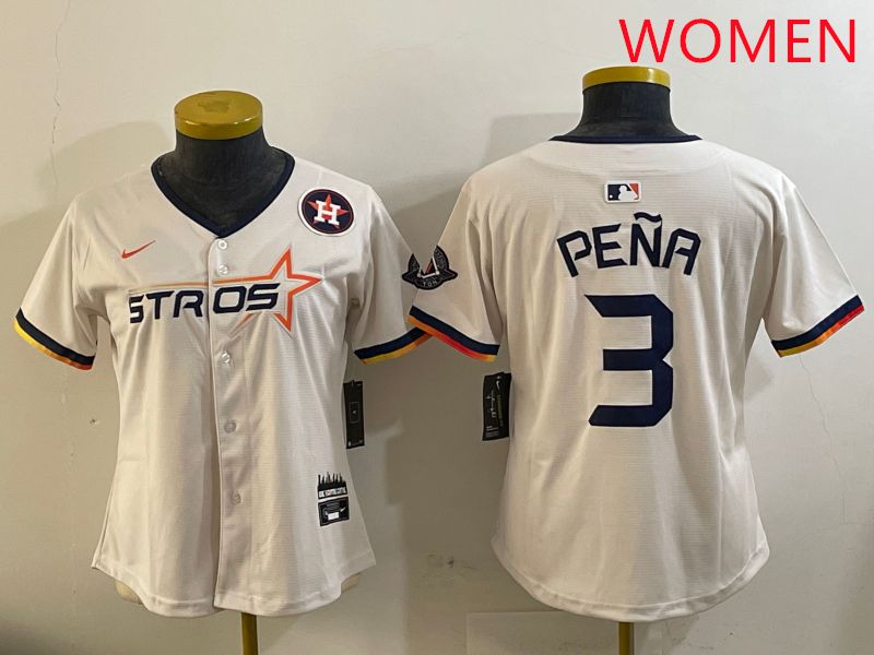 Women Houston Astros 3 Pena Cream Three generations Joint Name 2025 Nike MLB Jersey style 16